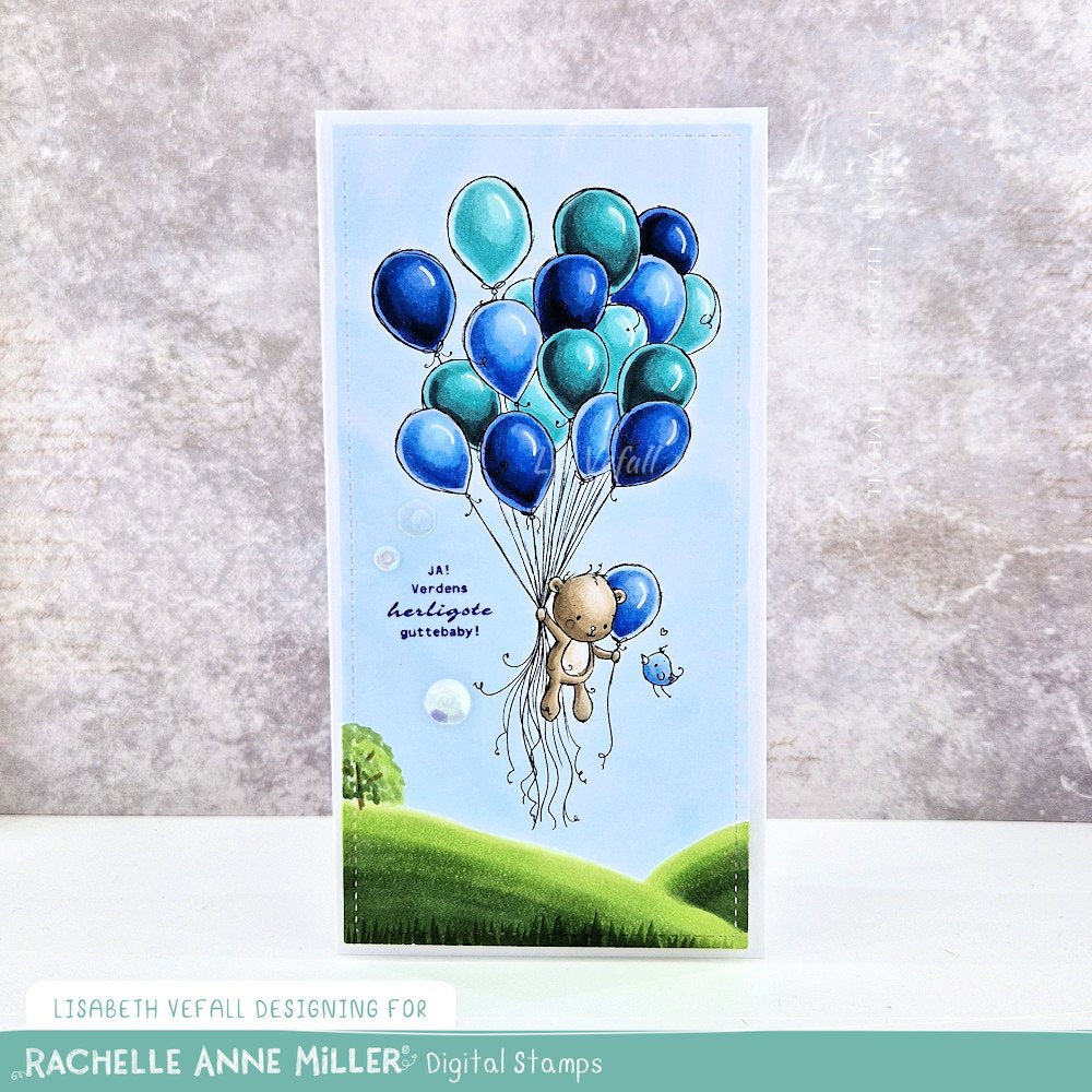 'Teddy's Balloons' Digital Stamp