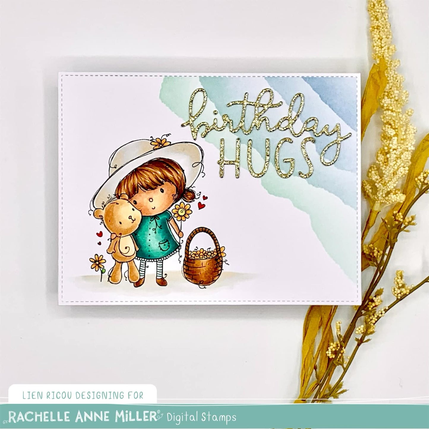 'Flowers for Teddy' Digital Stamp