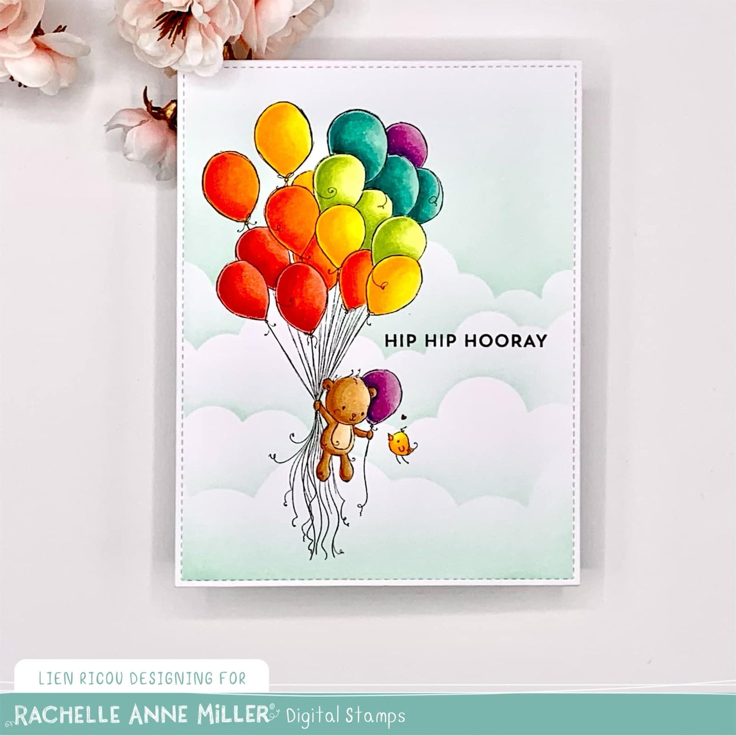 'Teddy's Balloons' Digital Stamp