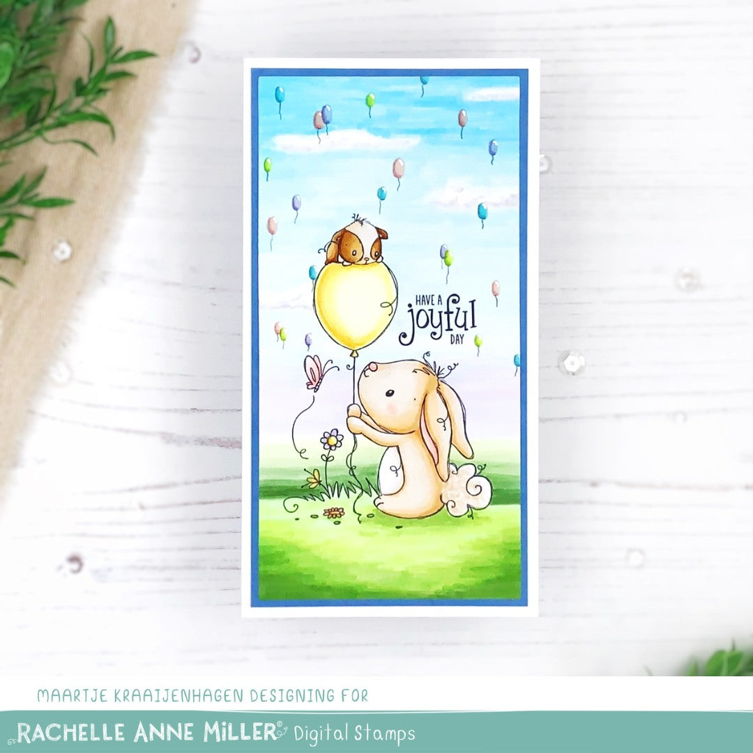 'Bunny & Guinea: Balloon' Digital Stamp