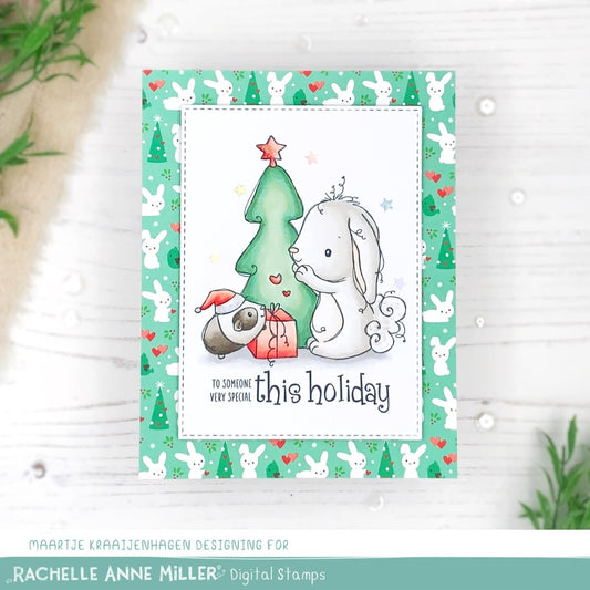 'Bunny & Guinea: Christmas Gift' Digital Stamp