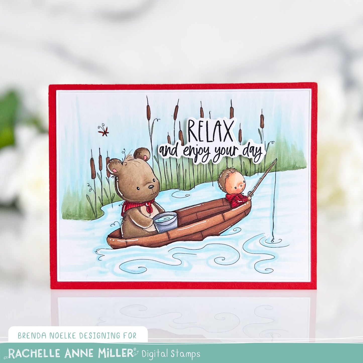 'Fishing with Bear' Digital Stamp