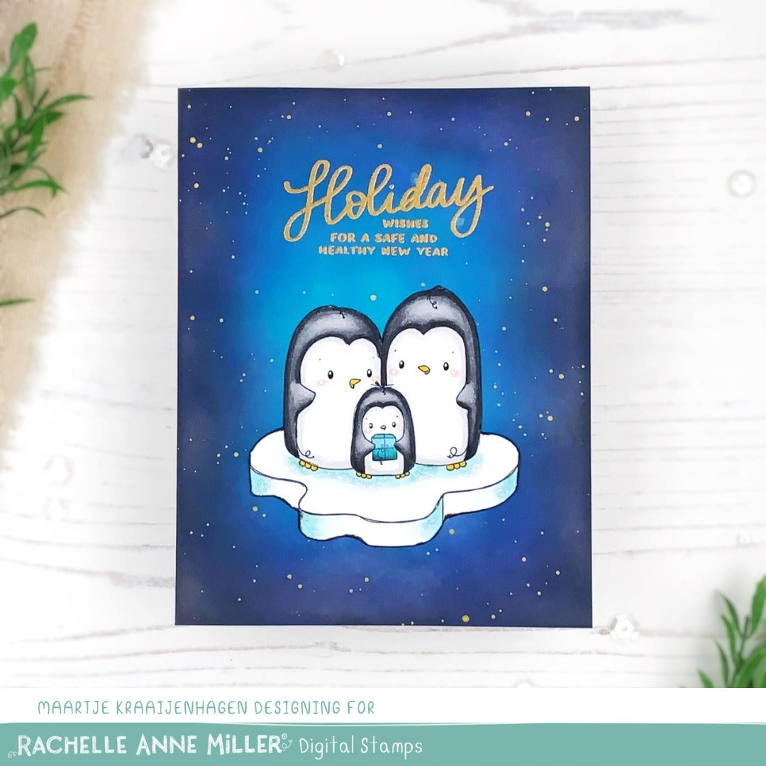 'Penguin Family' Digital Stamp