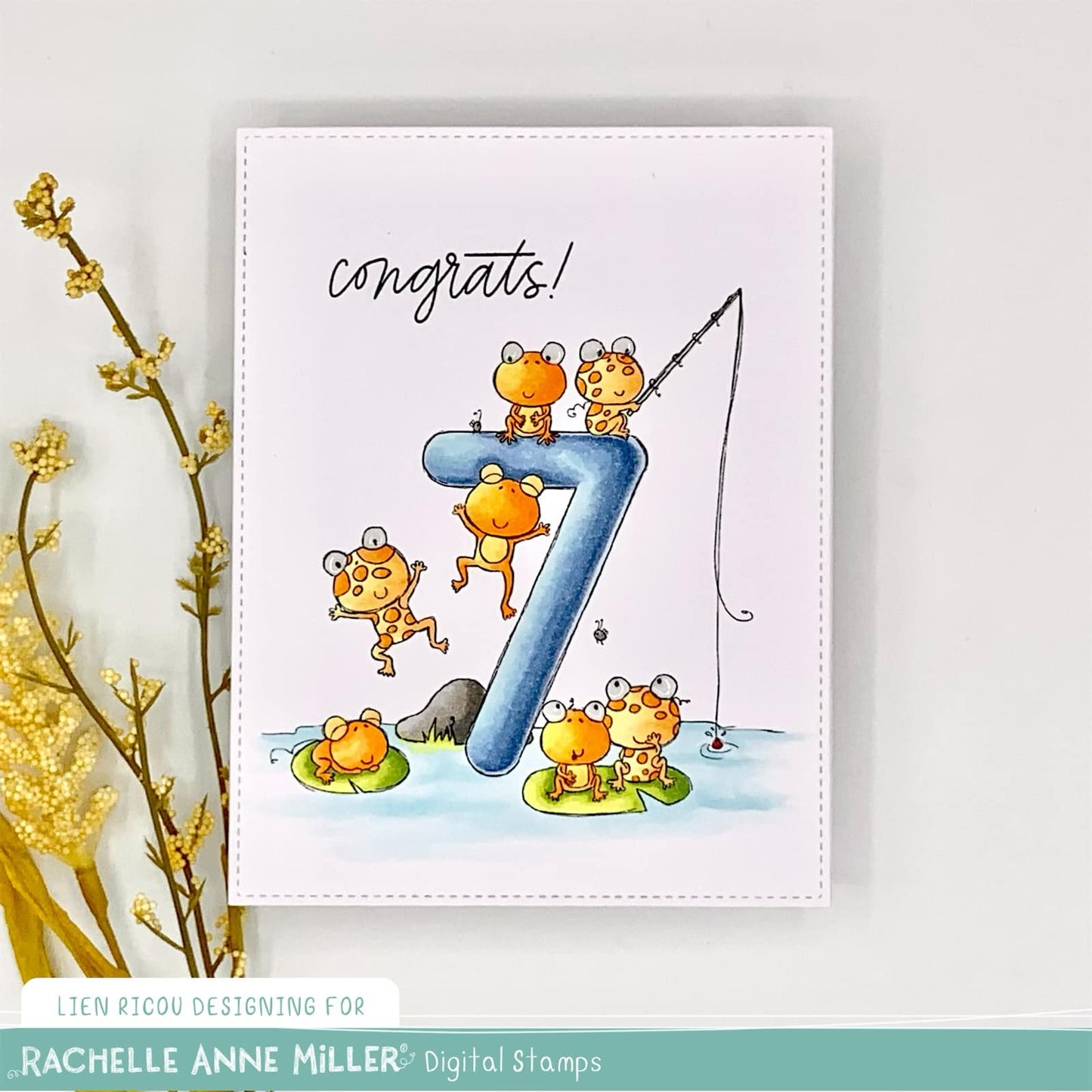 'Animal Number: Seven Frogs' Digital Stamp