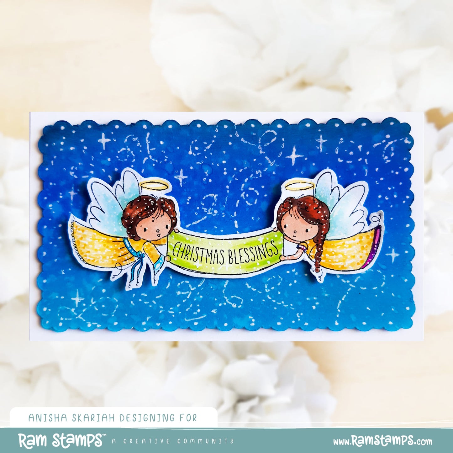 'Christmas Blessings Angels' Digital Stamp