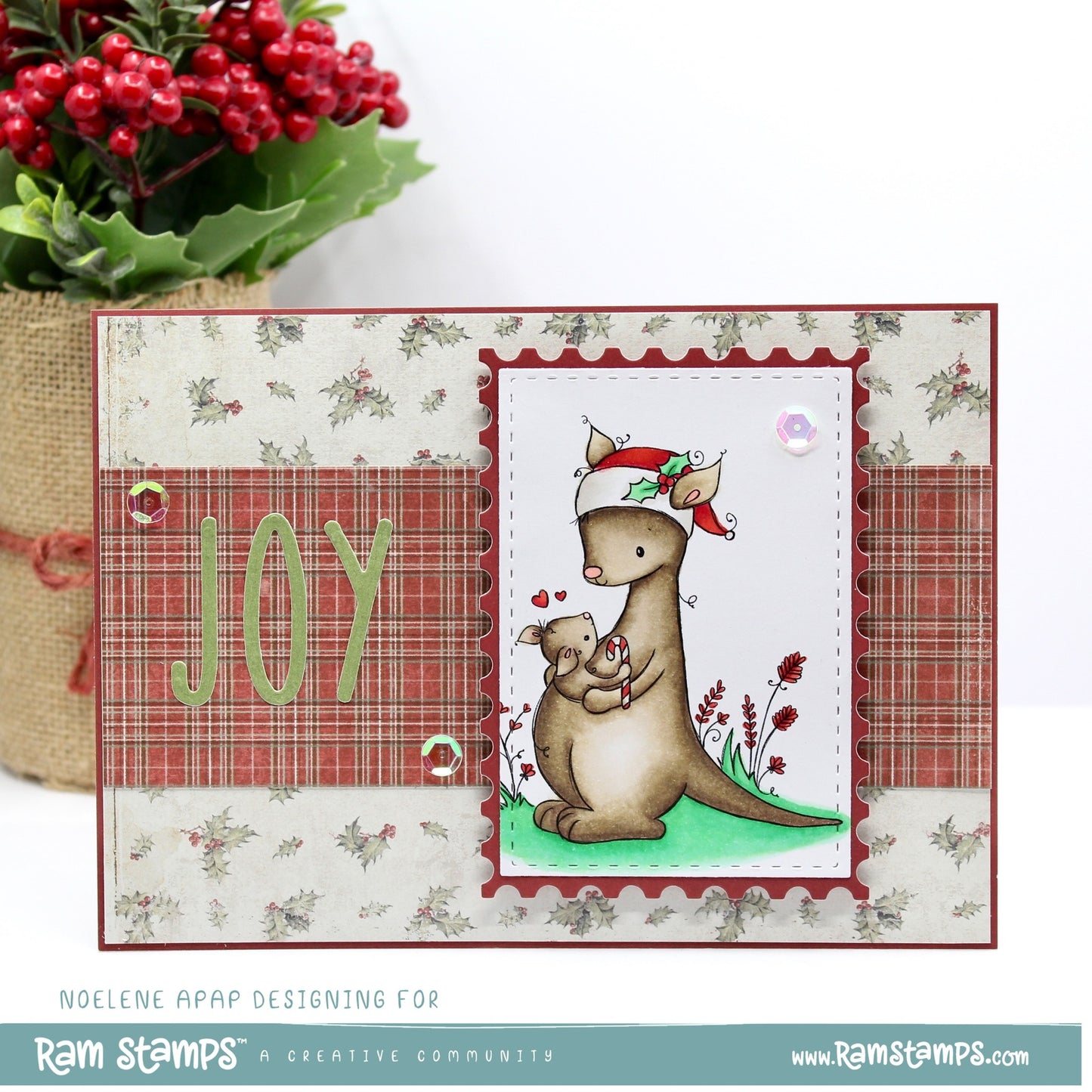 'Christmas Kangaroos' Digital Stamp