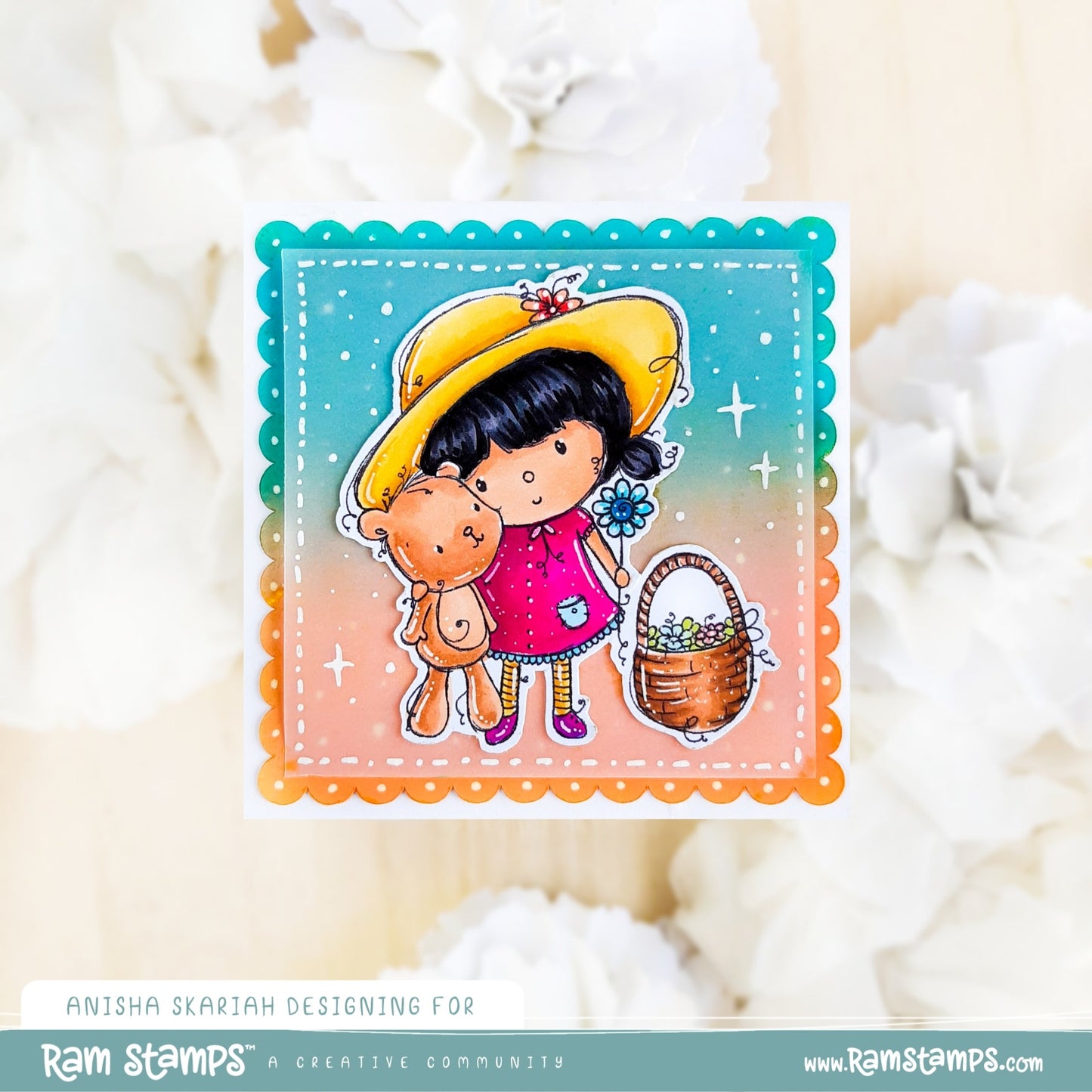 'Flowers for Teddy' Digital Stamp
