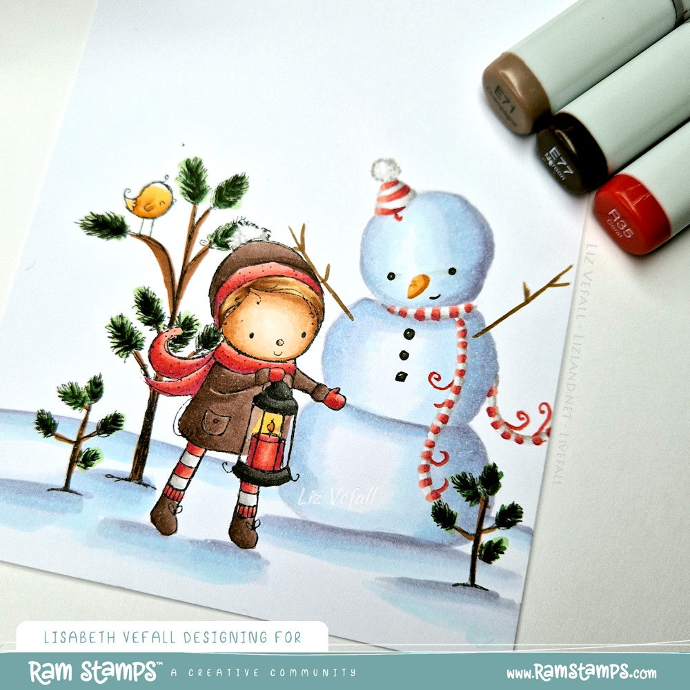 'Woodland Snowman' Digital Stamp