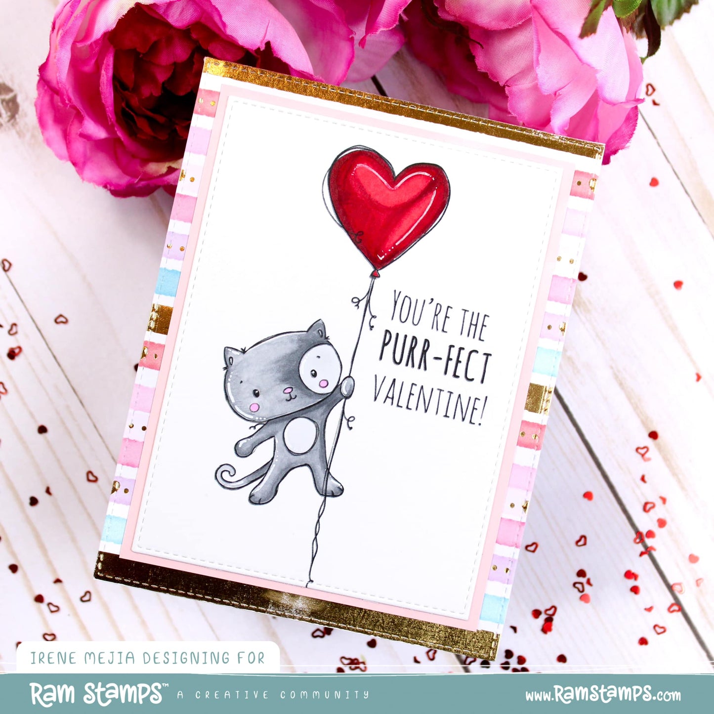 'Animal Valentines - Cat' Digital Stamp