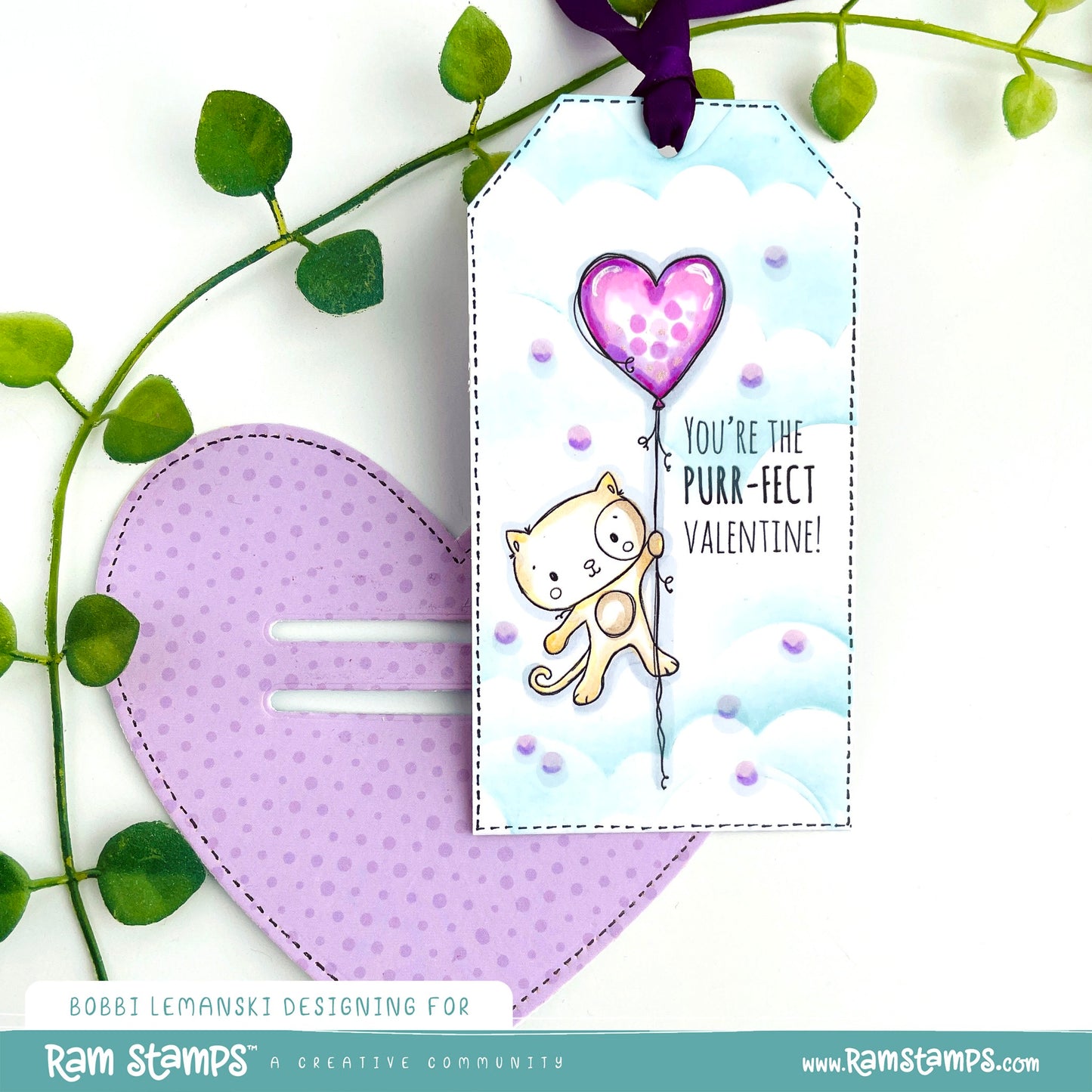 'Animal Valentines - Cat' Digital Stamp