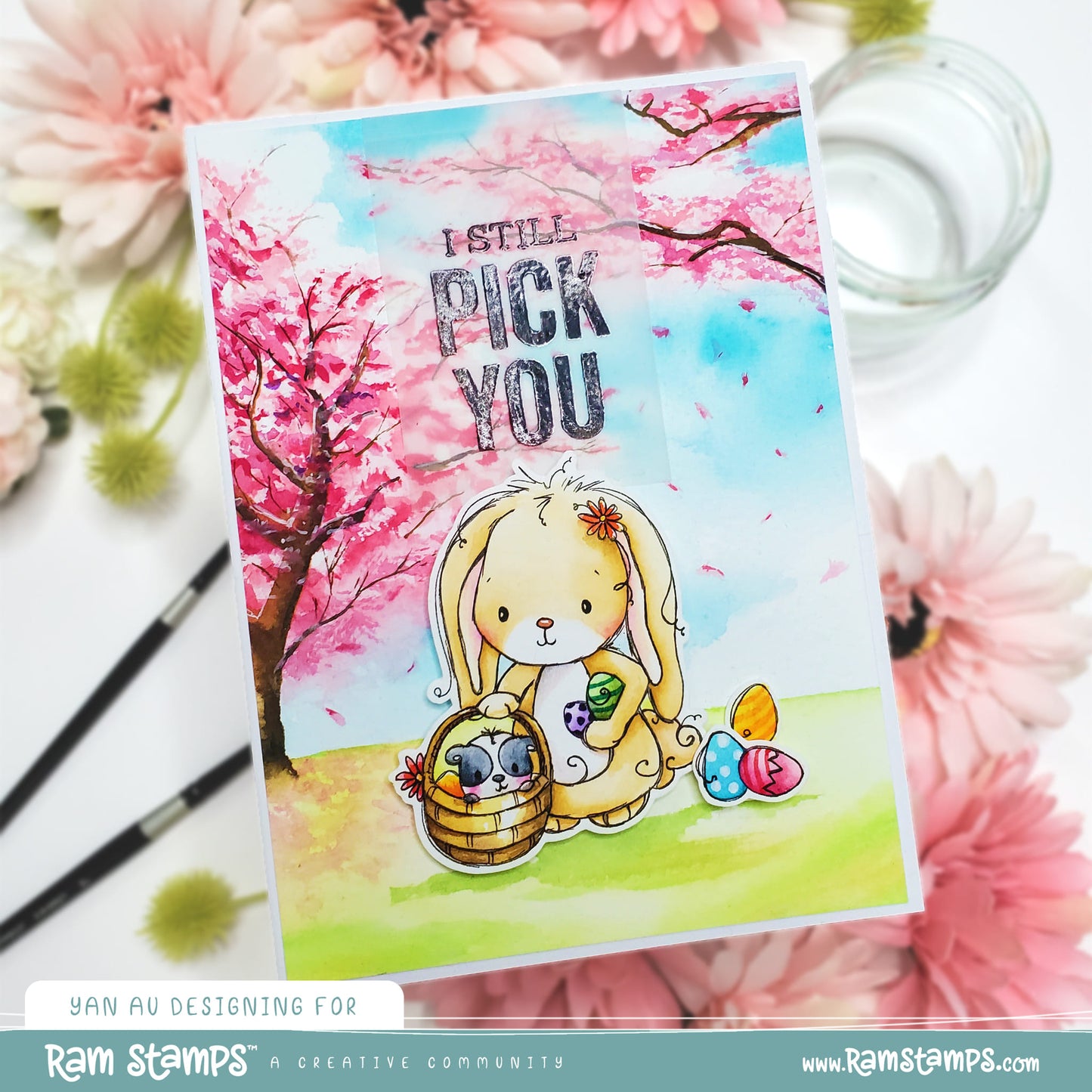 'Bunny & Guinea: Egg Hunt' Digital Stamp