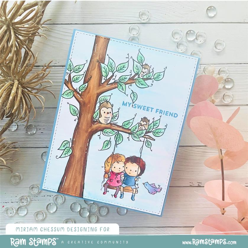 'Swinging Friends' Digital Stamp