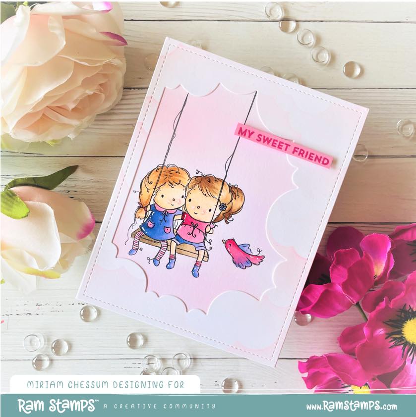 'Swinging Friends (Girls)' Digital Stamp