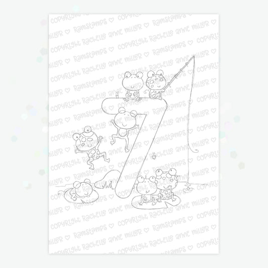 'Animal Number: Seven Frogs' Digital Stamp