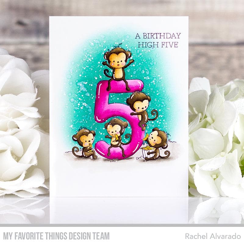 'Animal Number: Five Monkeys' Digital Stamp