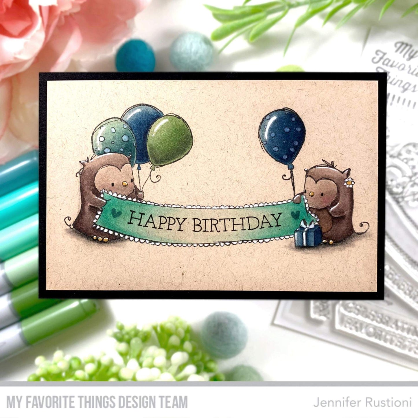 'Birthday Owls' Digital Stamp