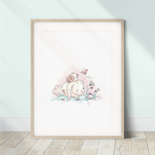 'Bunny and Guinea Adventures' Children's Wall Art Print Set