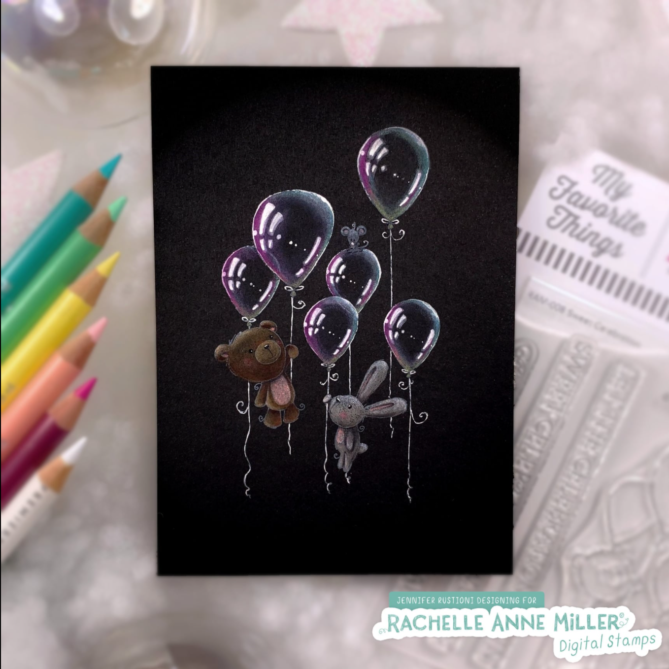 'Animal Balloons' Digital Stamp