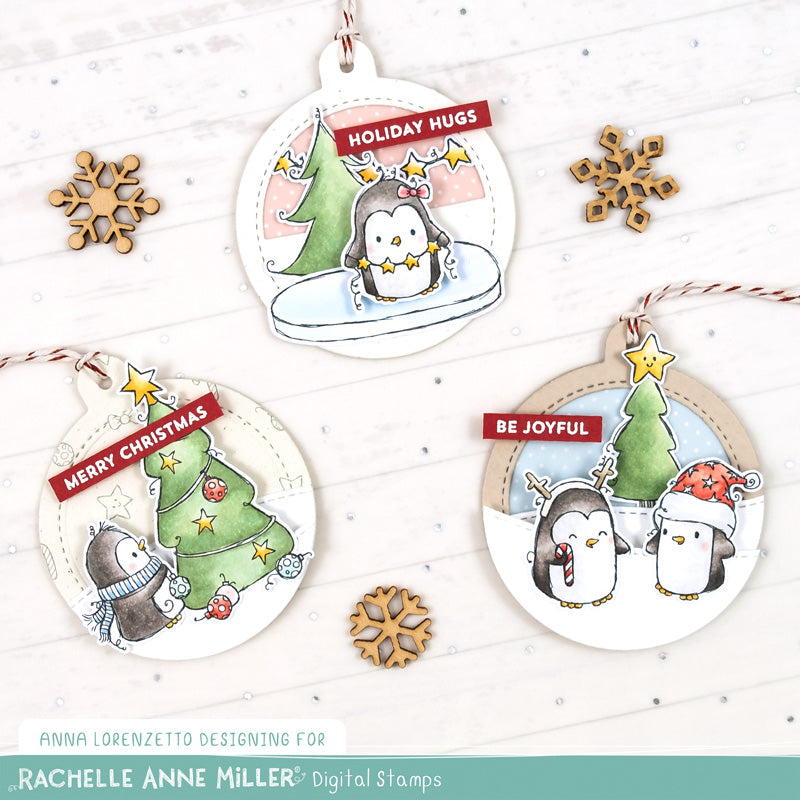 'Christmas Penguins' Scene Creator Digital Stamp