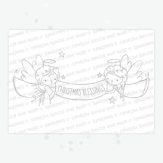 'Christmas Blessings Angels' Digital Stamp