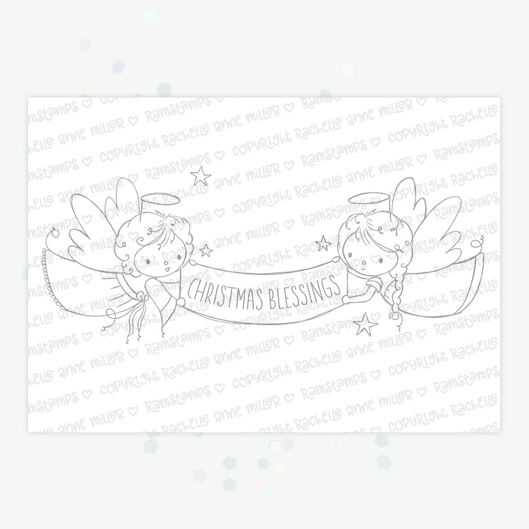 'Christmas Blessings Angels' Digital Stamp