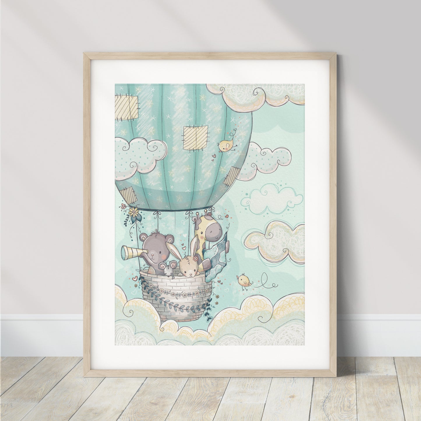 'Animal Hot Air Balloon' Children's Wall Art Print