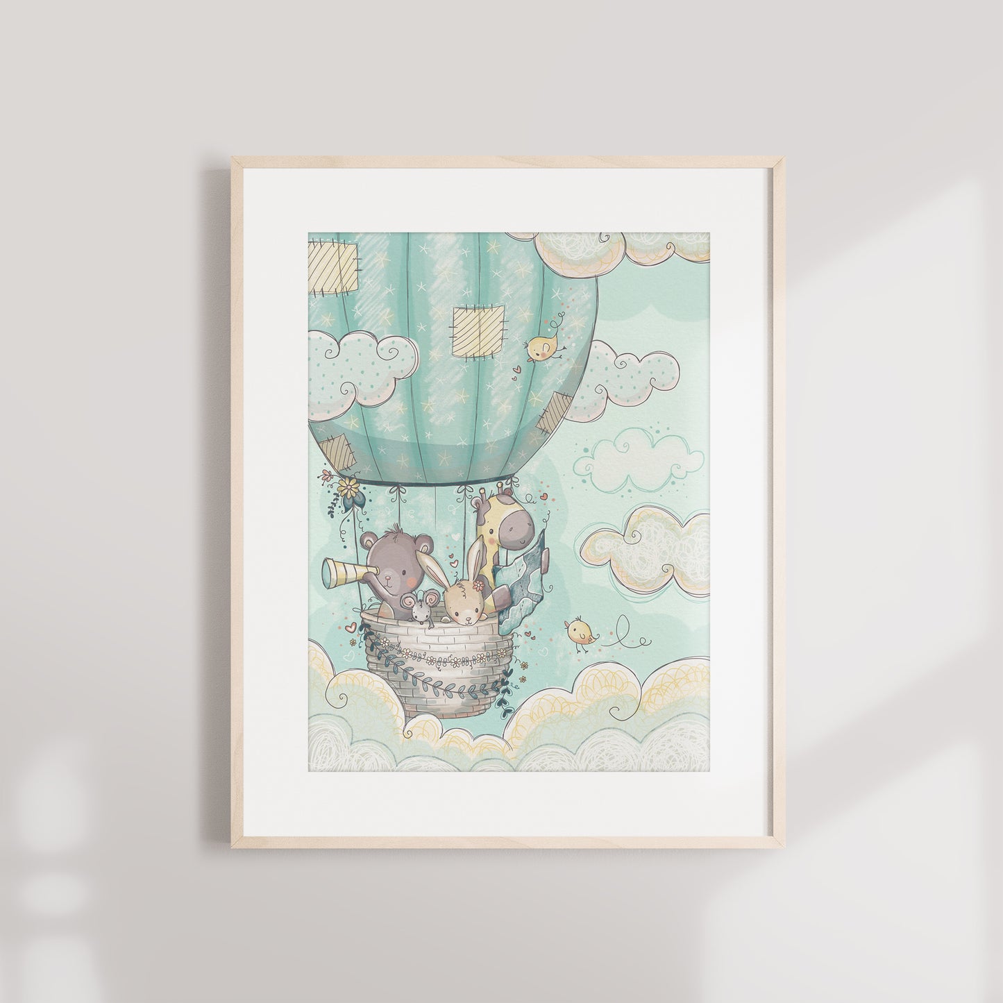 'Animal Hot Air Balloon' Children's Wall Art Print