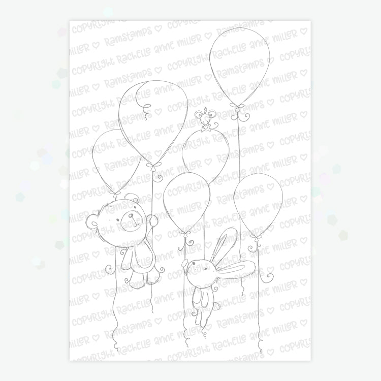'Animal Balloons' Digital Stamp