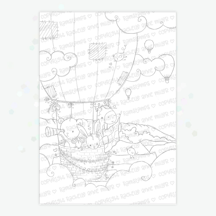 Kit & Clowder: 'Animal Hot Air Balloon' Colouring Page