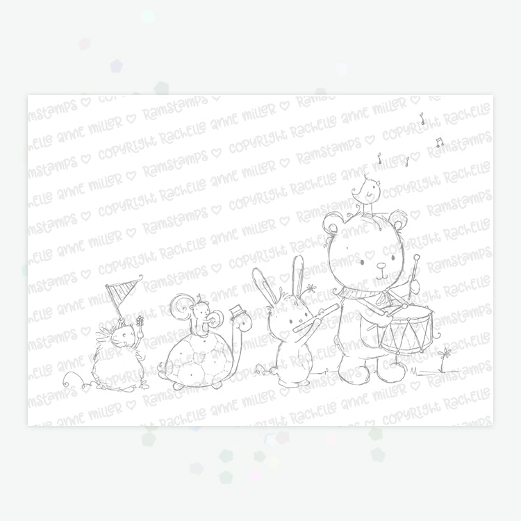 'Animal Parade' Digital Stamp Rachelle Anne Miller Creative Studios