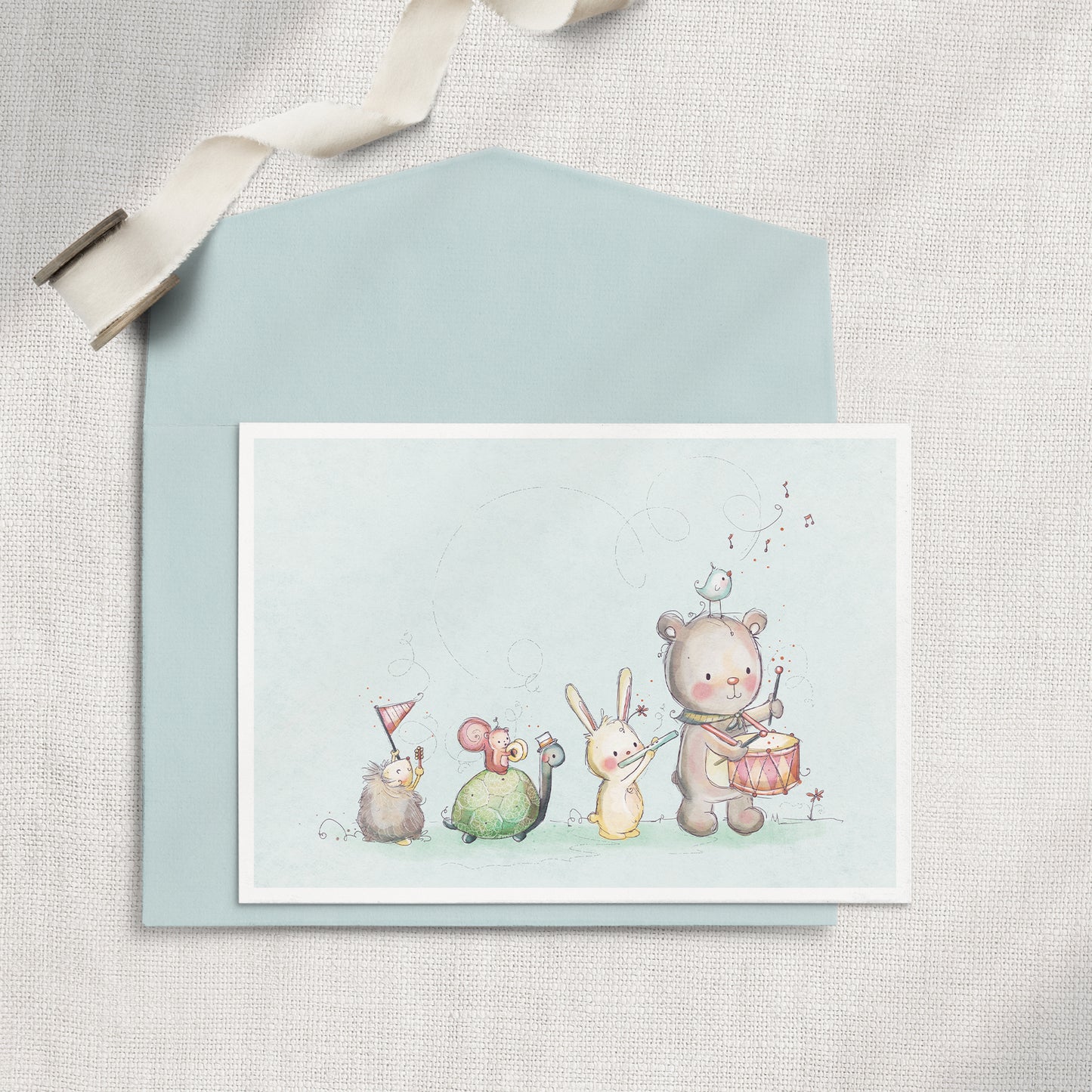 'Animal Music Parade' 5x7 Greeting Card