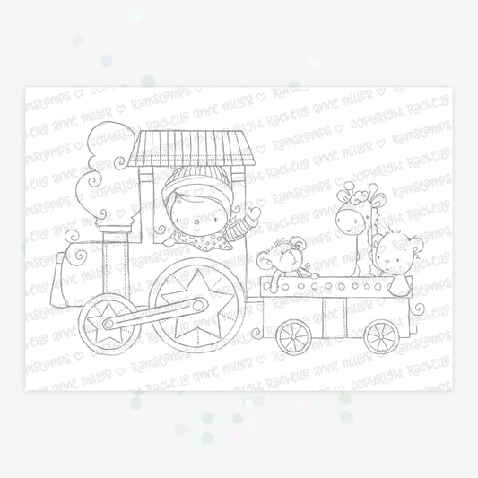 'Animal Train' Digital Stamp