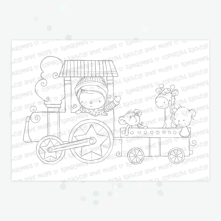 'Animal Train' Digital Stamp