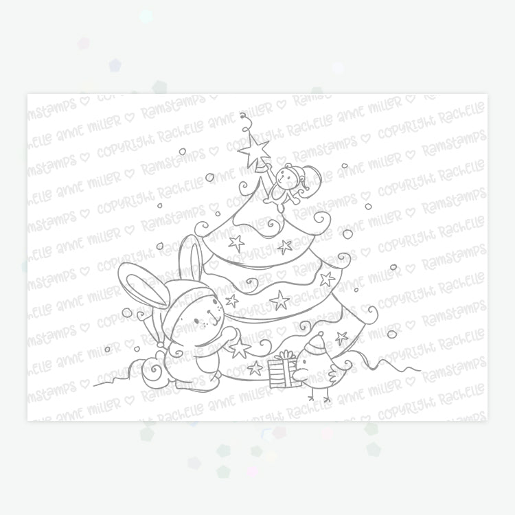 'Animal Tree' Christmas Digital Stamp