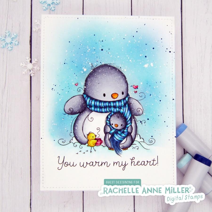 'Penguin Hug' Digital Stamp
