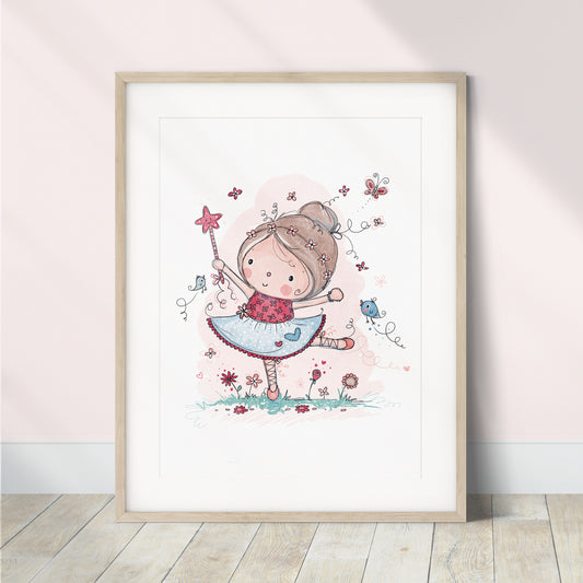 'Dancing Ballerina' Children's Wall Art Print