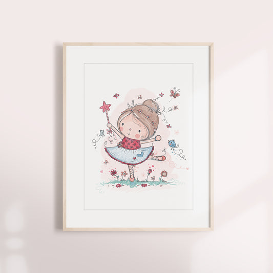 'Dancing Ballerina' Children's Wall Art Print