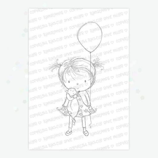 'Balloon Girl' Digital Stamp