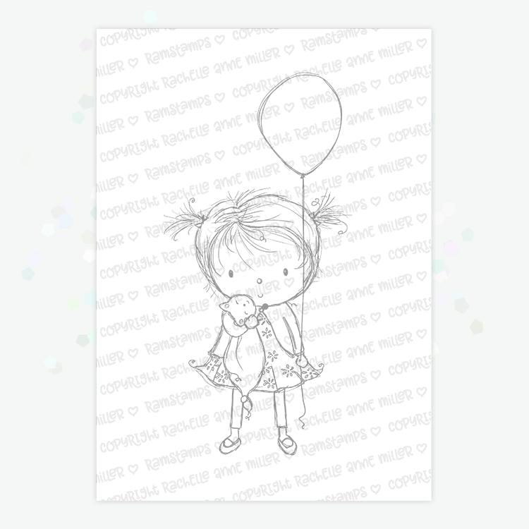 'Balloon Girl' Digital Stamp