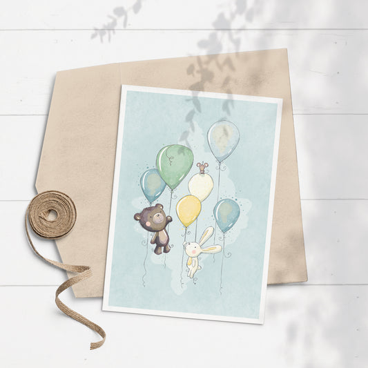 Animal Balloons 5x7 Greeting Card