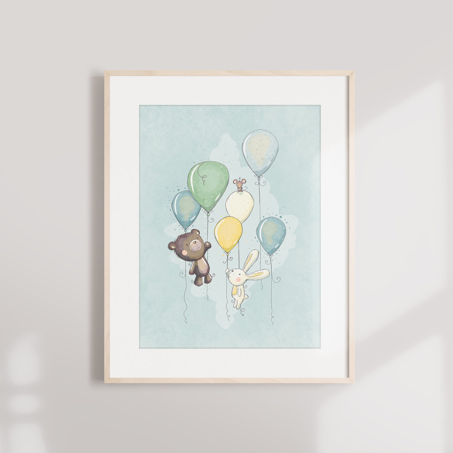 'Animal Balloons' Children's Wall Art Print
