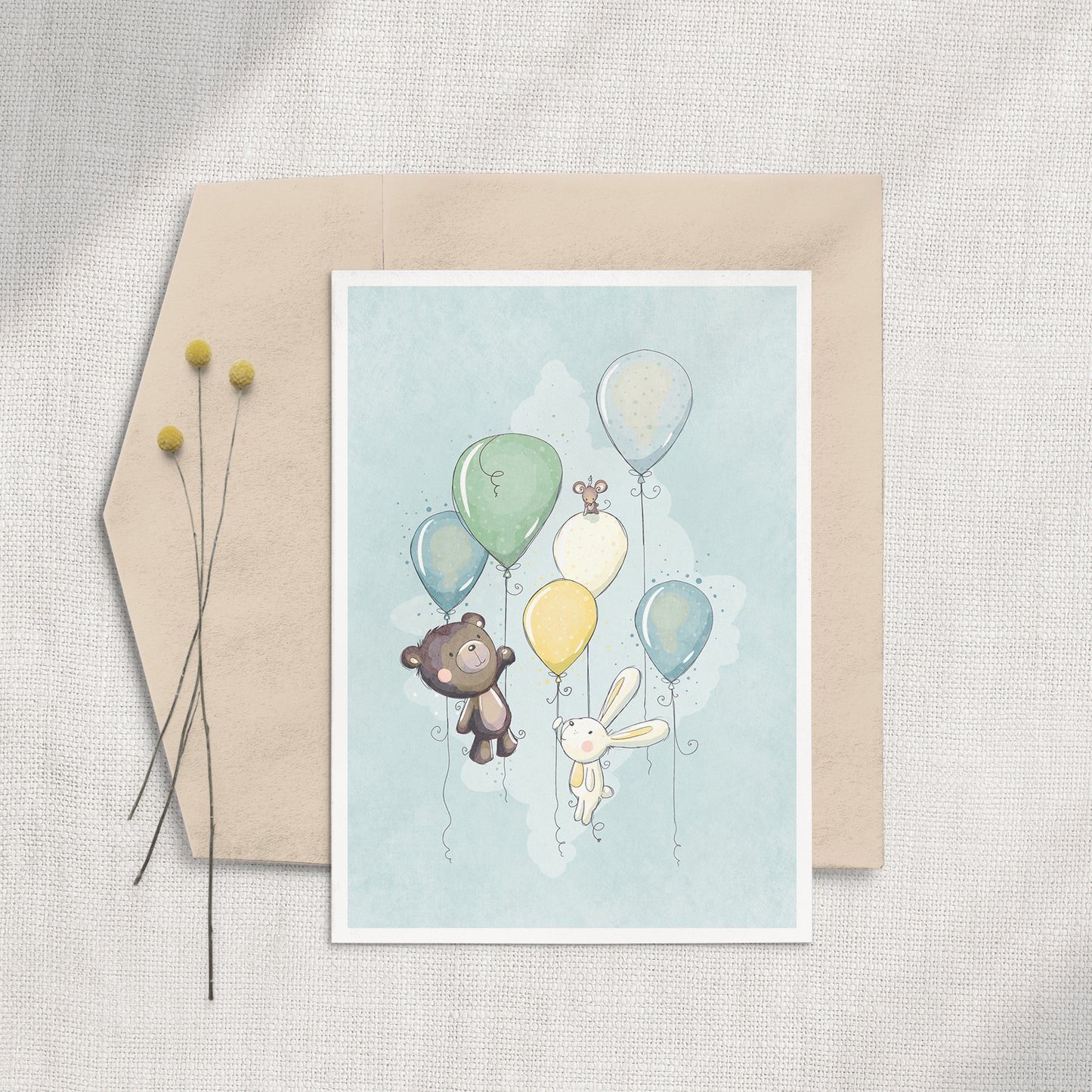 Animal Balloons 5x7 Greeting Card