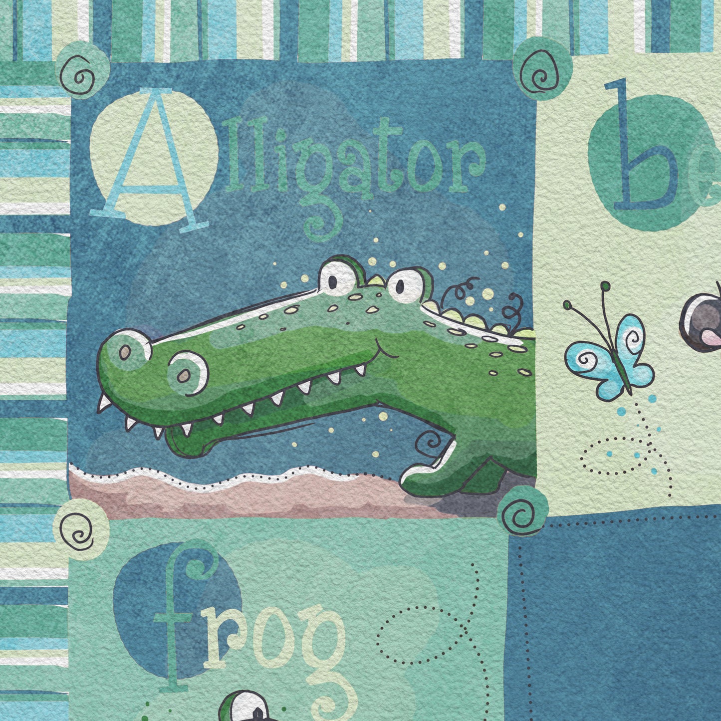 'Personalized Blue Alphabet' Children's Wall Art Print