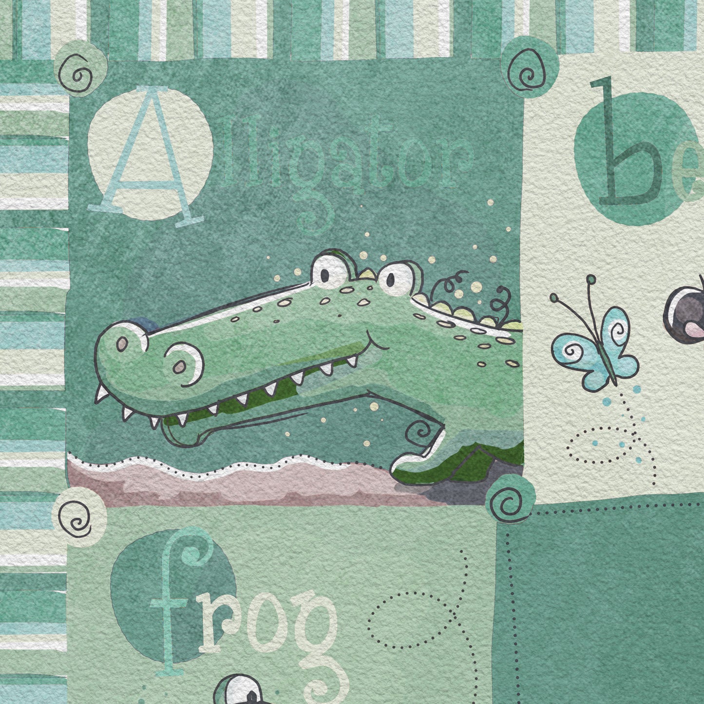 'Personalized Green Alphabet' Children's Wall Art Print
