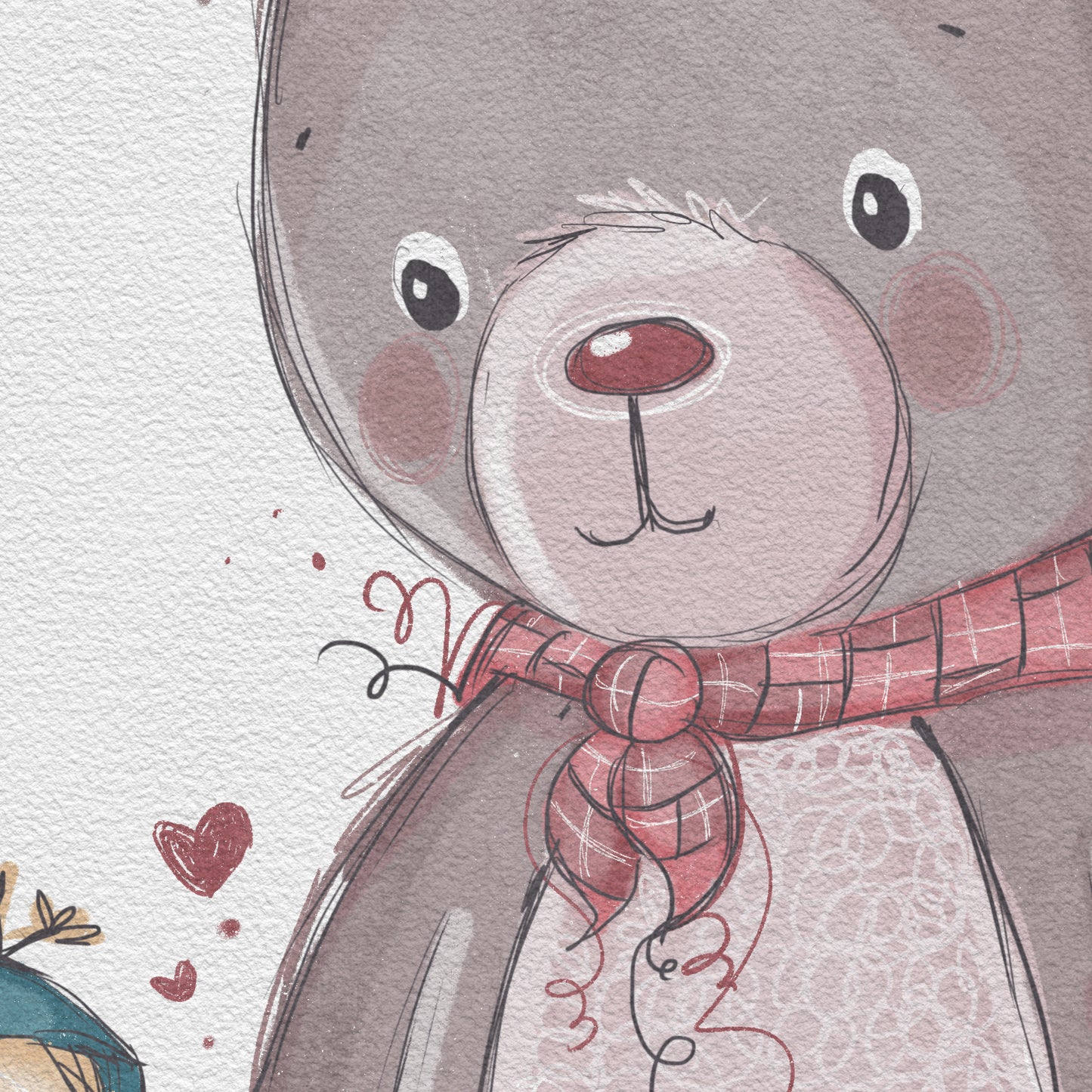 'Camping with Bear' Children's Wall Art Print