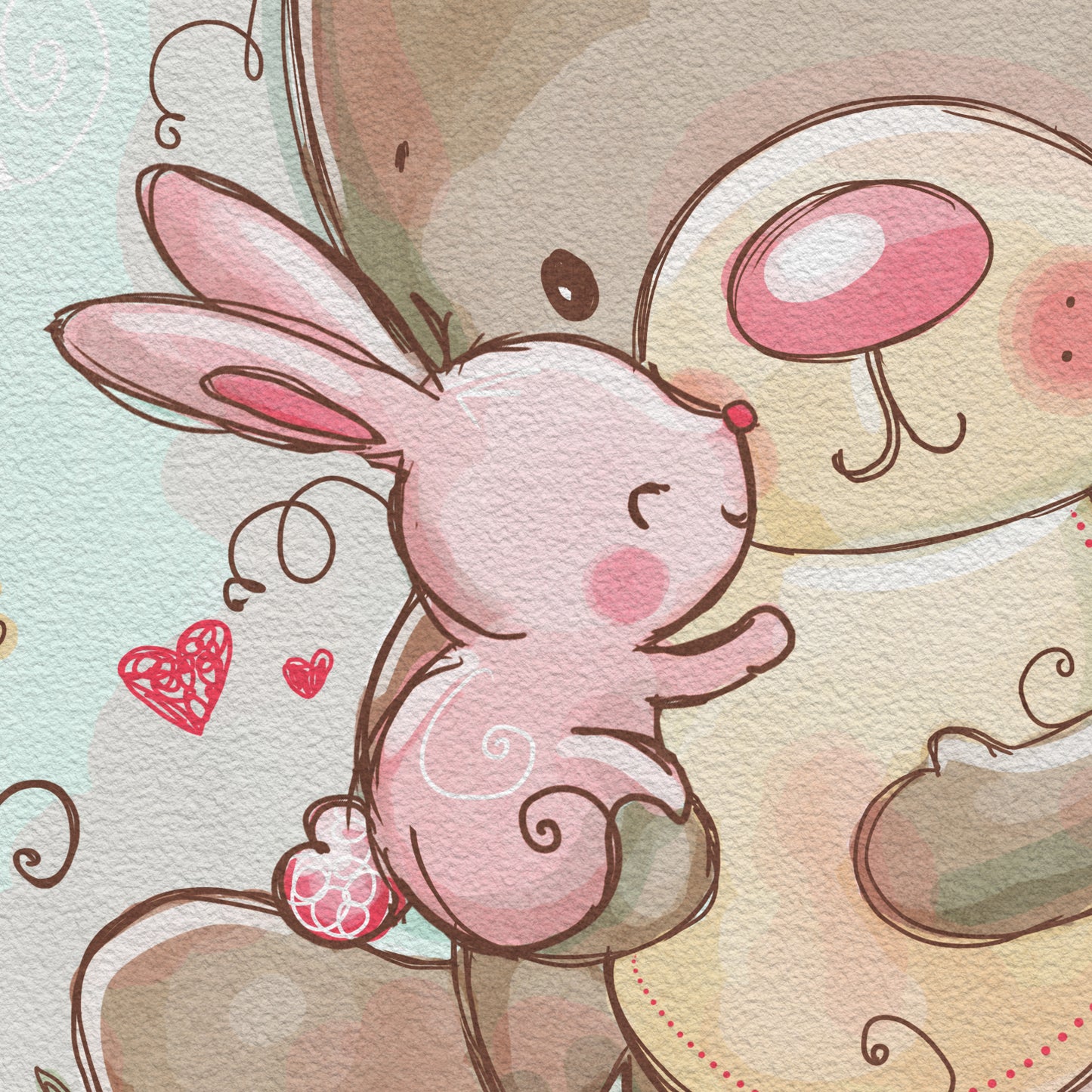 'Bear & Bunny' Children's Wall Art Print