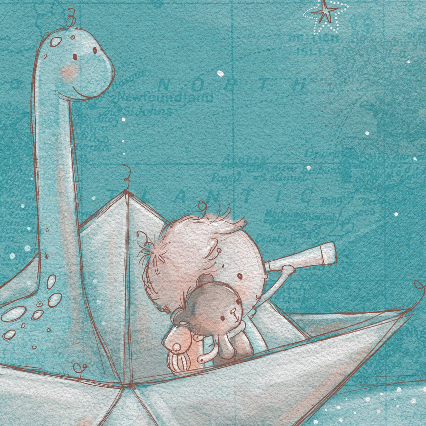 'Paper Boat Adventure (Boy)' Children's Wall Art Print