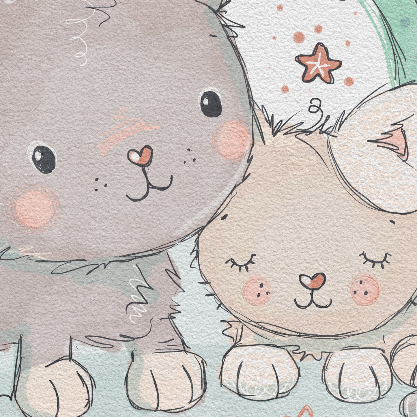'Rainbow Cats' Children's Wall Art Print