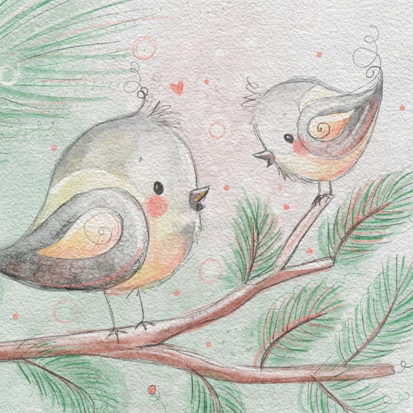 'Chickadees' Children's Wall Art Print