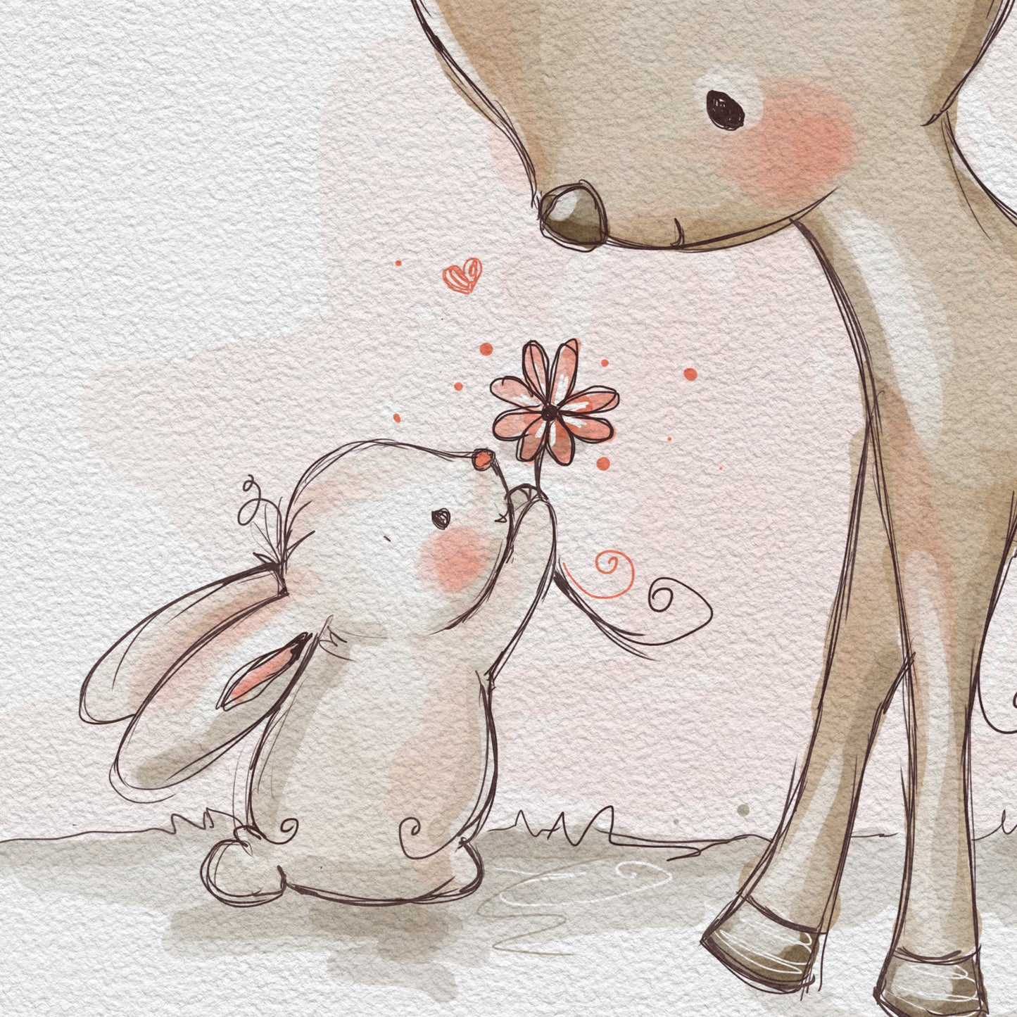'Deer & Bunny' Children's Wall Art Print